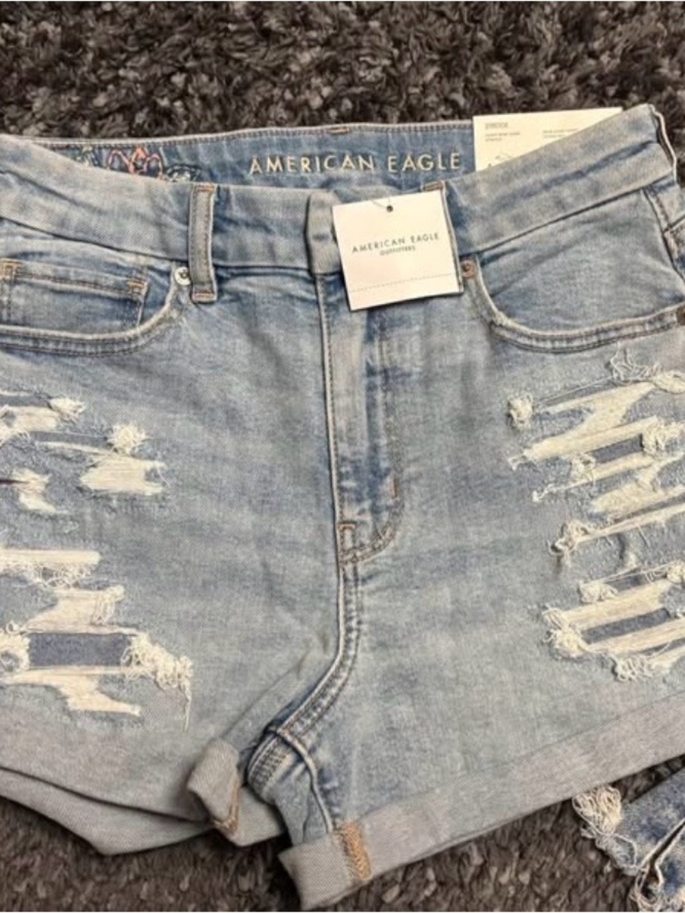American Eagle Outfitters Light Wash Distressed Denim Jean Shorts